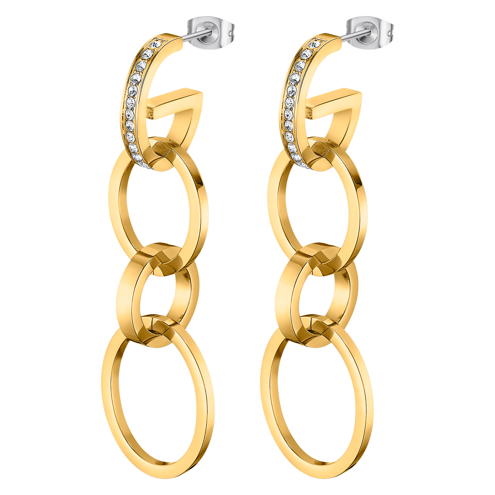 Urban Woman Серьги(LS2323-4/2) Серьги Lotus из нержавеющей стали с желтым покрытием и вставками из циркония