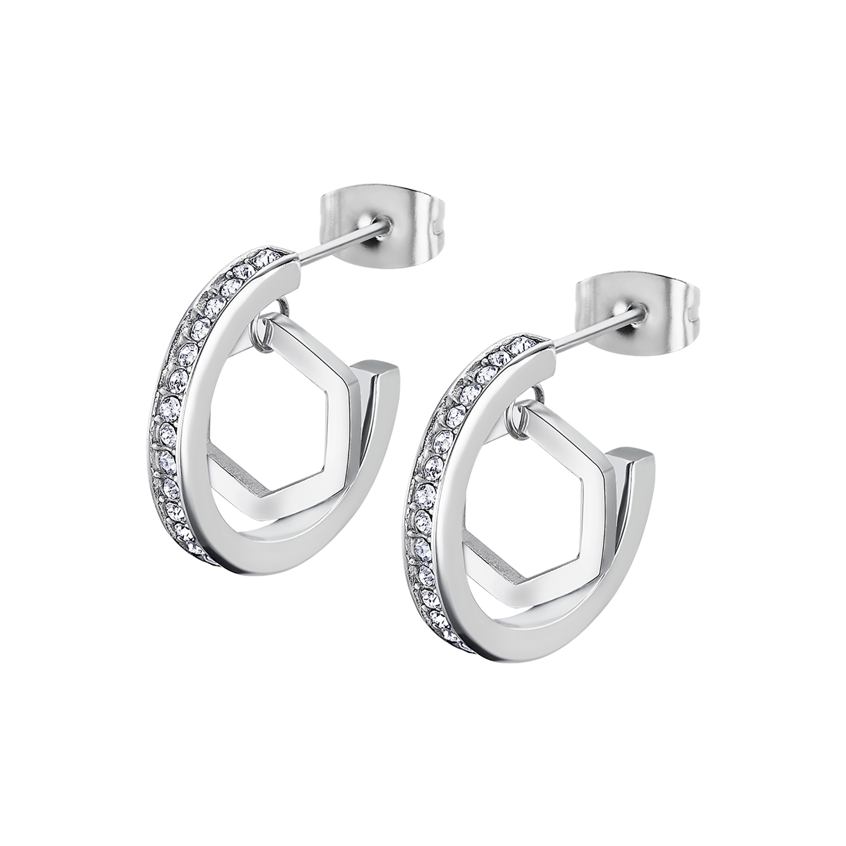 Urban Woman Серьги(LS2328-4/1) Серьги Lotus из нержавеющей стали и вставками из циркония