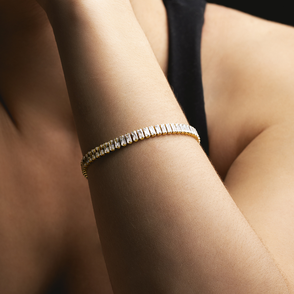 Urban Woman Браслет(LS2340-2/2) Ослепительный женский браслет Lotus из стали с золотистым покрытием, вставки из циркония 