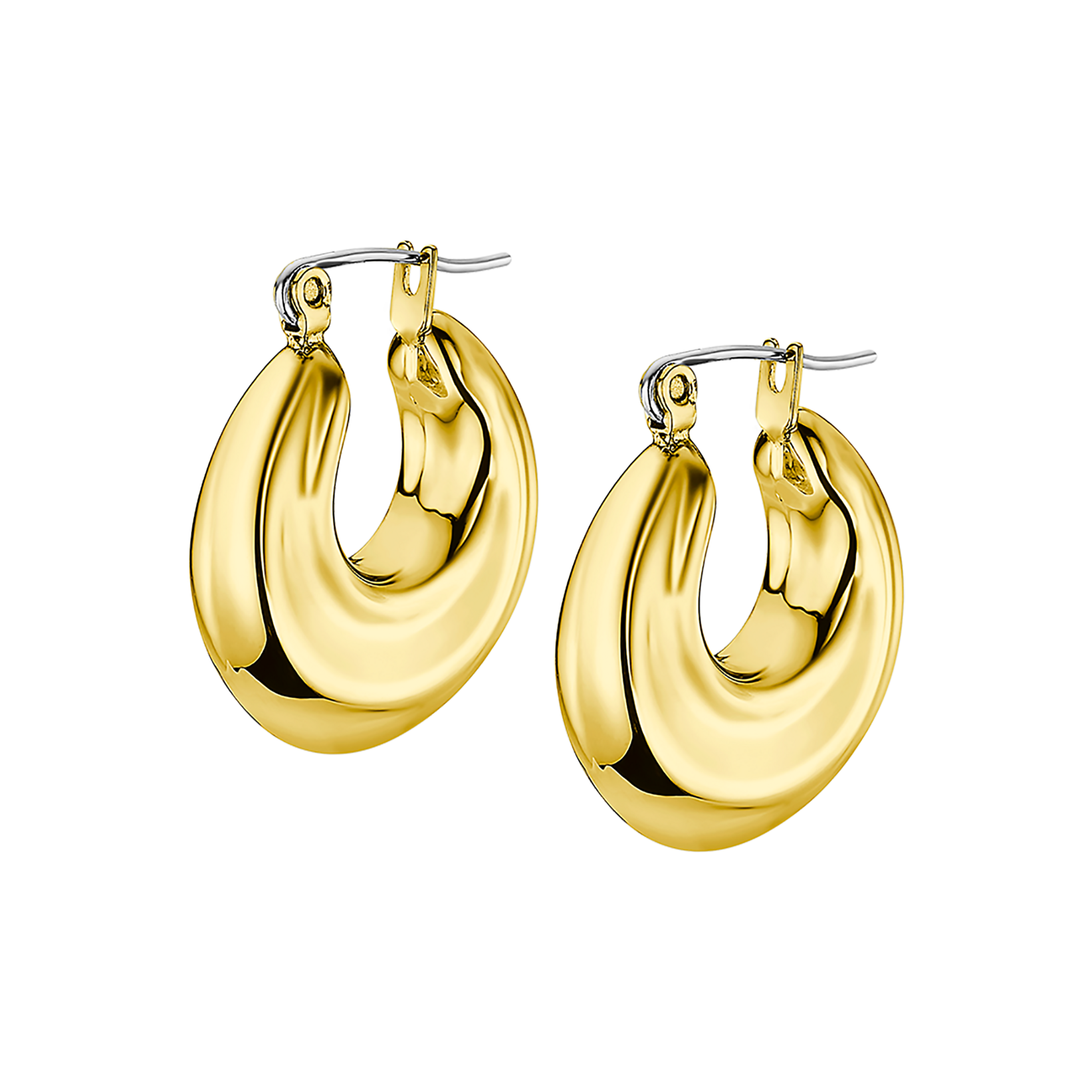 Urban Woman Серьги(LS2347-4/2) Объемные женские серьги-кольца Lotus из стали с золотистым покрытием