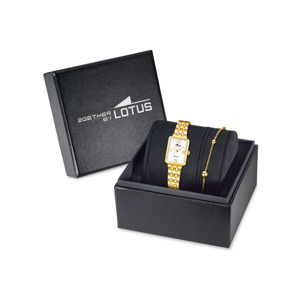 LOTUS  Женские часы в комплекте с браслетом, кварцевый механизм, сталь с покрытием, 33 х 20,5 мм