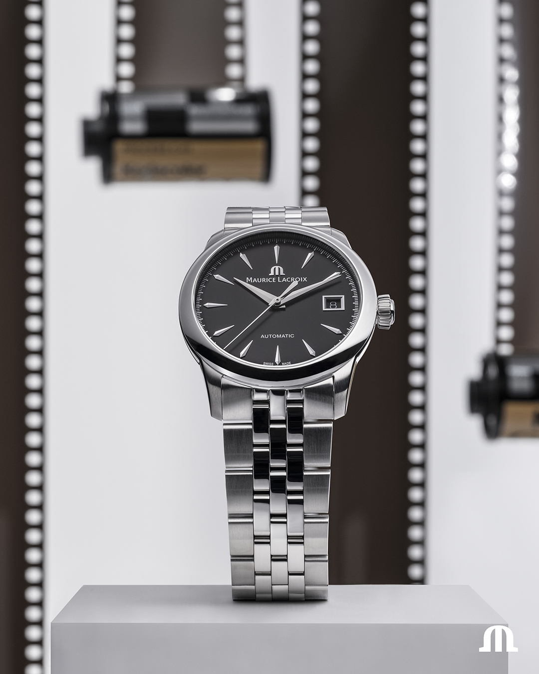 MAURICE LACROIX  Мужские швейцарские часы, автоматический механизм, сталь, 40 мм