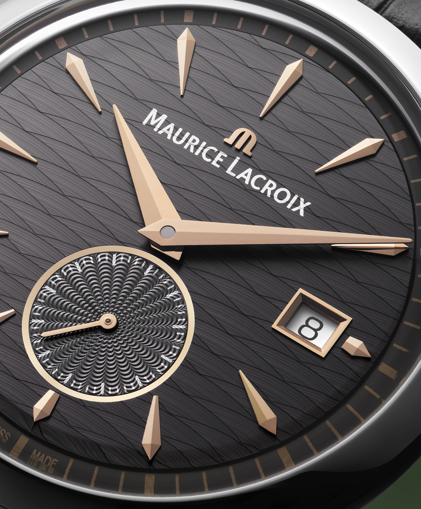 MAURICE LACROIX 1975  швейцарские часы, автоматический механизм, сталь, 39 мм