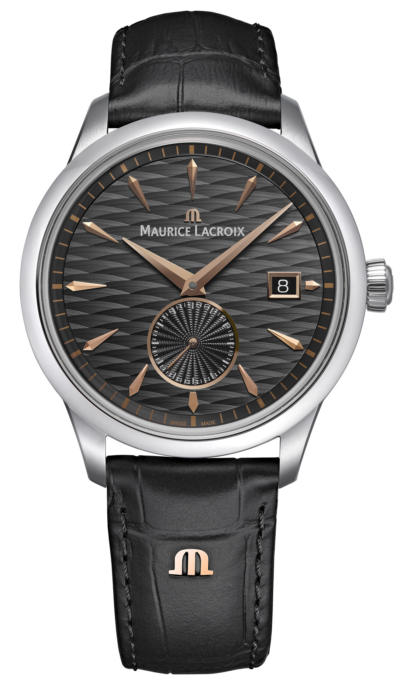 MAURICE LACROIX 1975  швейцарские часы, автоматический механизм, сталь, 39 мм
