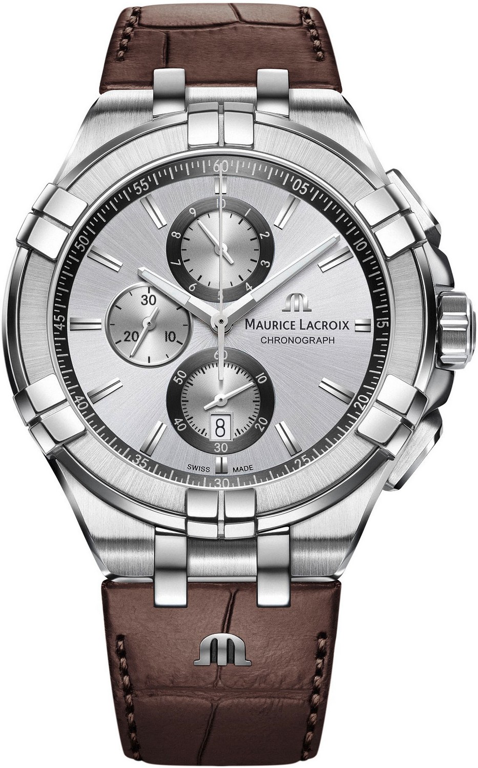 Часы MAURICE LACROIX AIKON QUARTZ AI1018-SS001-130-1 Мужские часы, кварцевый механизм, сталь, 44 мм