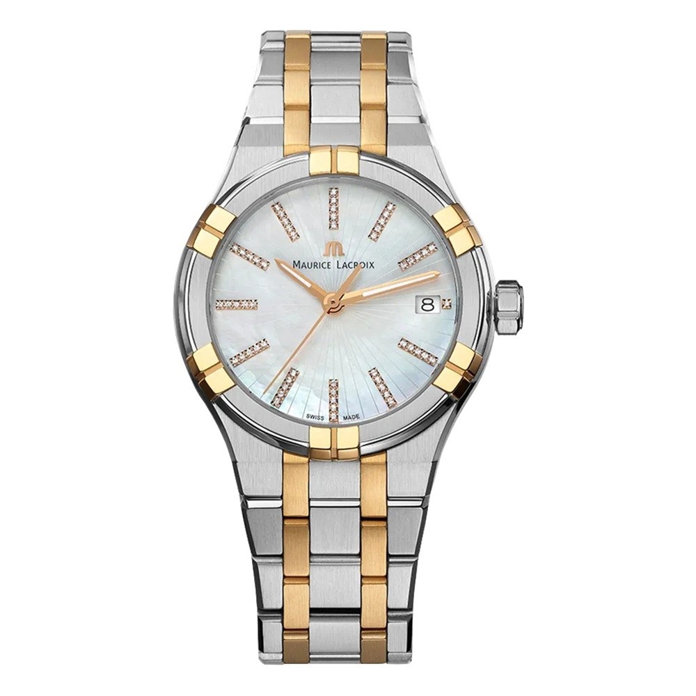 MAURICE LACROIX AIKON QUARTZ  швейцарские часы, кварцевый механизм, сталь с покрытием, 35 мм