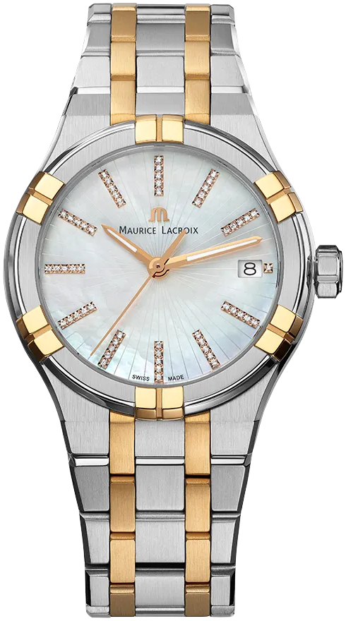 MAURICE LACROIX AIKON QUARTZ  швейцарские часы, кварцевый механизм, сталь с покрытием, 35 мм