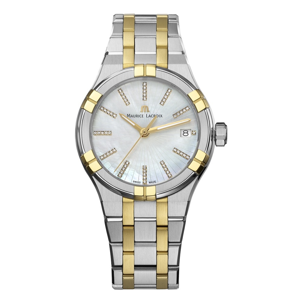 MAURICE LACROIX AIKON QUARTZ Женские швейцарские часы, кварцевый механизм, сталь с покрытием, 35 мм