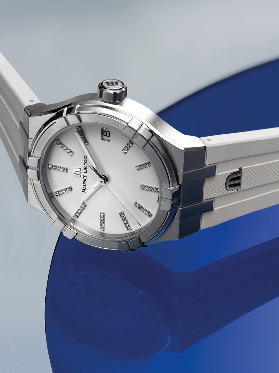 MAURICE LACROIX AIKON QUARTZ  швейцарские часы, кварцевый механизм, сталь, 35 мм