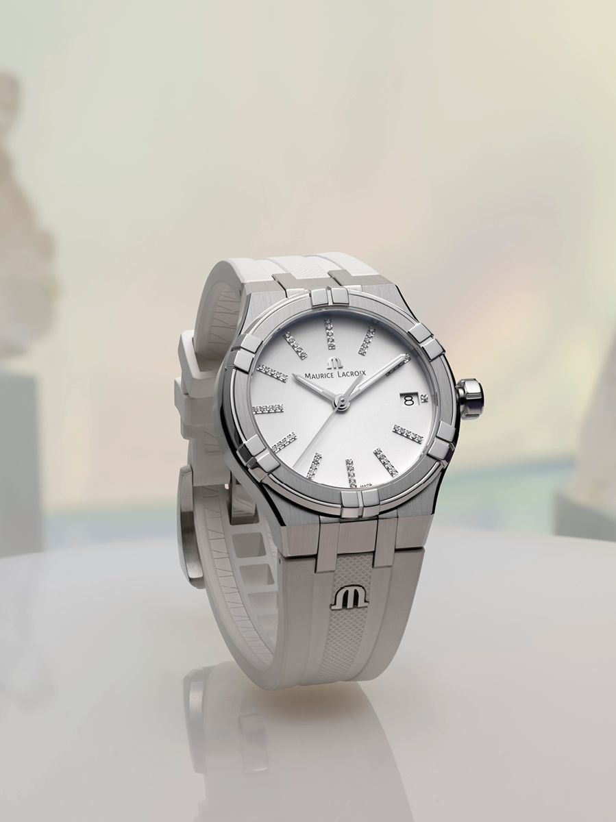 MAURICE LACROIX AIKON QUARTZ  швейцарские часы, кварцевый механизм, сталь, 35 мм