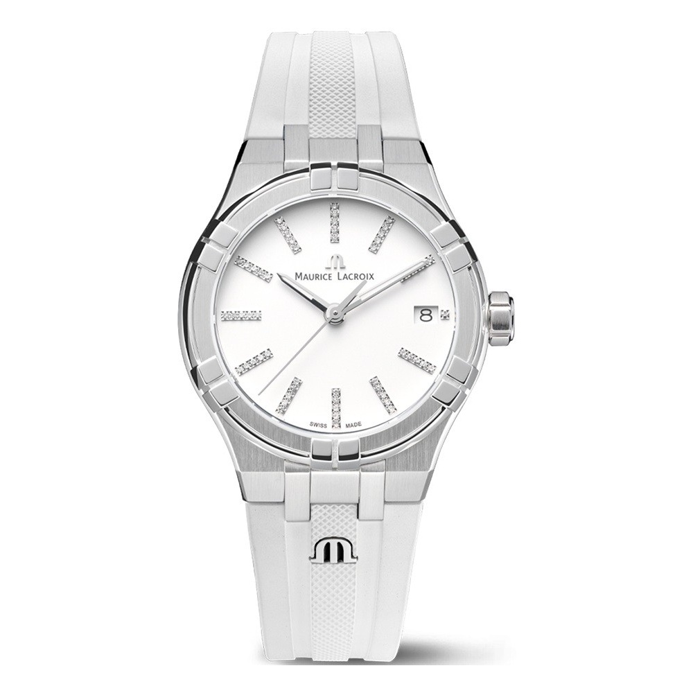 MAURICE LACROIX AIKON QUARTZ  швейцарские часы, кварцевый механизм, сталь, 35 мм
