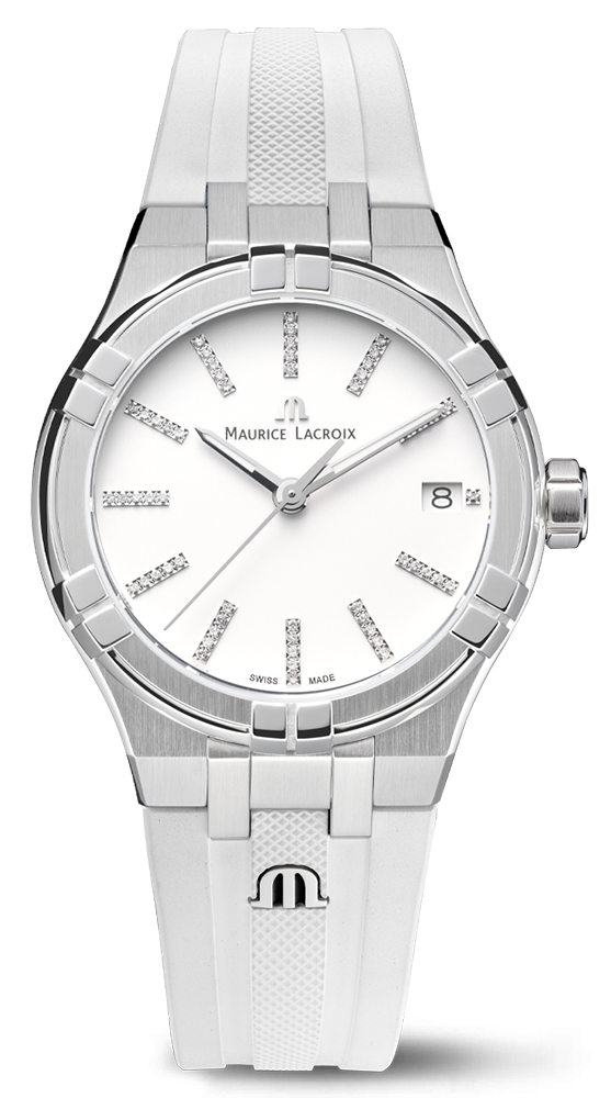 MAURICE LACROIX AIKON QUARTZ  швейцарские часы, кварцевый механизм, сталь, 35 мм