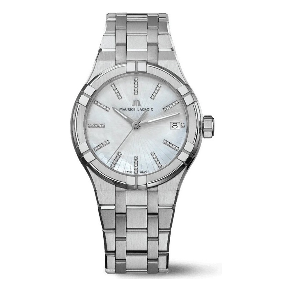MAURICE LACROIX AIKON QUARTZ  швейцарские часы, кварцевый механизм, сталь, 35 мм
