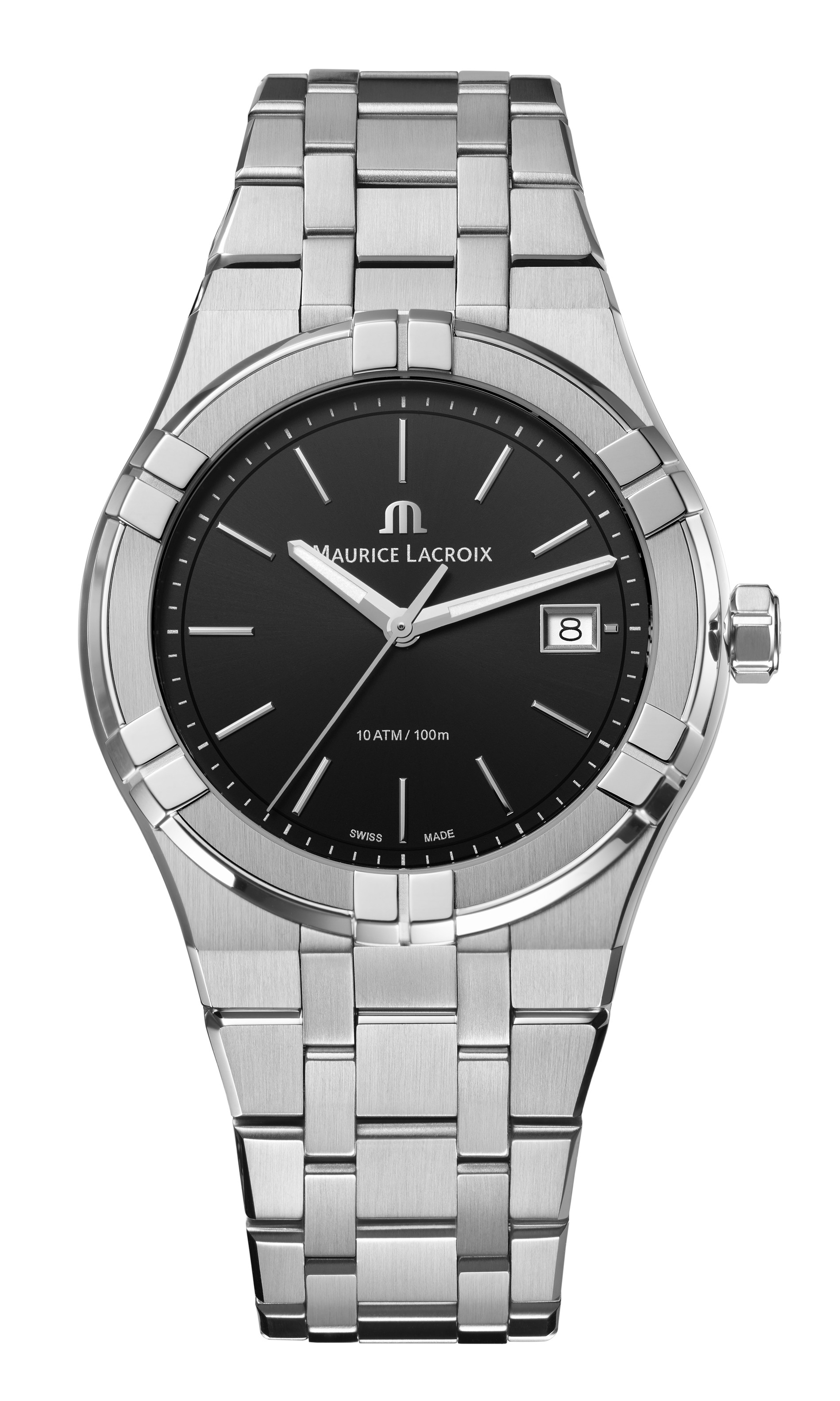 MAURICE LACROIX  Унисекс швейцарские часы AI GENTS-3-HANDS с кварцевым механизмом. 40 мм. Стальной браслет