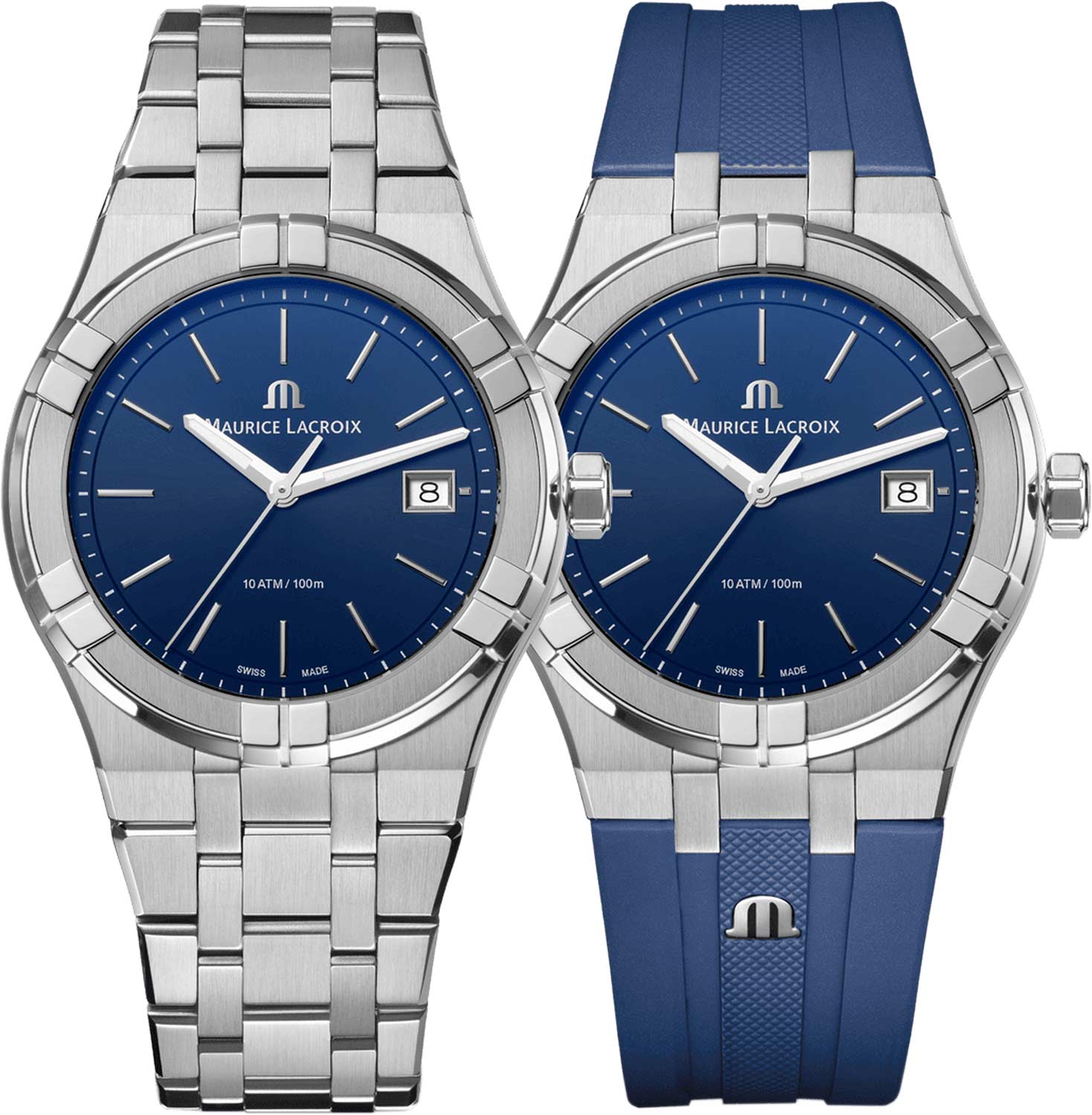 MAURICE LACROIX AIKON QUARTZ  швейцарские часы, кварцевый механизм, сталь, 40 мм