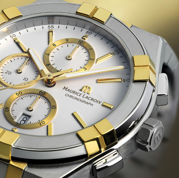 MAURICE LACROIX  Мужские швейцарские часы AI Q CHRONO с кварцевым механизмом. 42 мм. Стальной браслет с PVD покрытием
