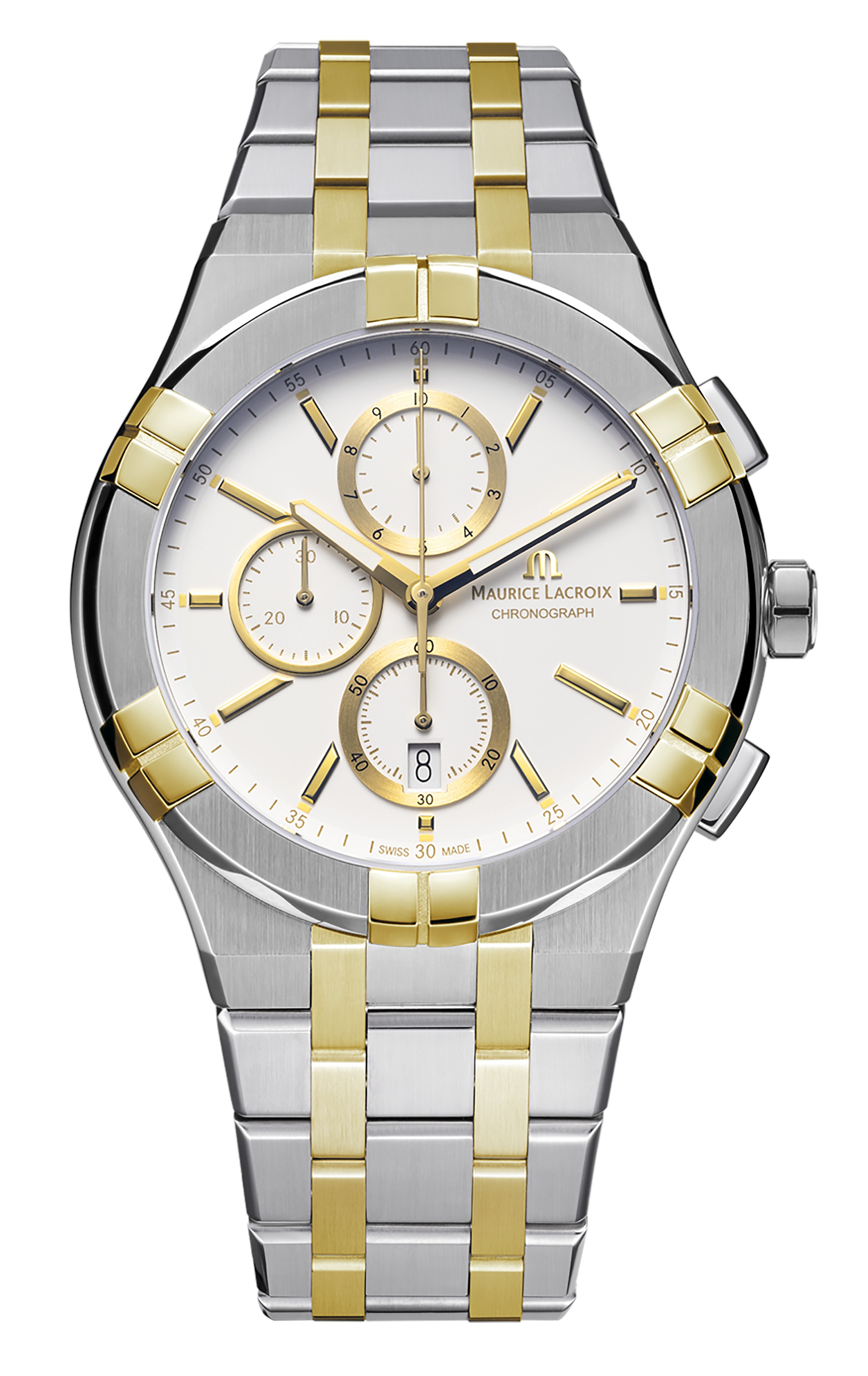 MAURICE LACROIX  Мужские швейцарские часы AI Q CHRONO с кварцевым механизмом. 42 мм. Стальной браслет с PVD покрытием