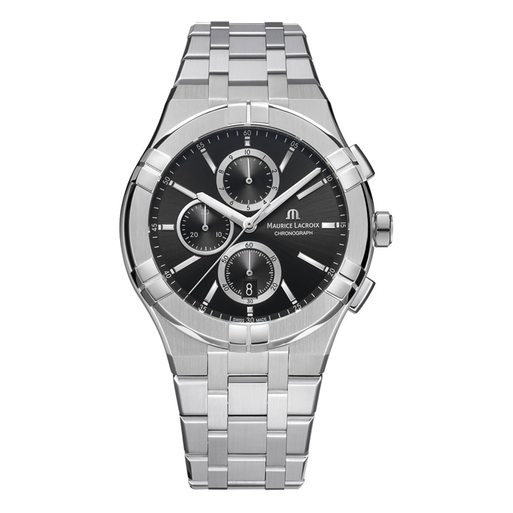 MAURICE LACROIX AIKON QUARTZ  швейцарские часы, кварцевый механизм, сталь, 42 мм