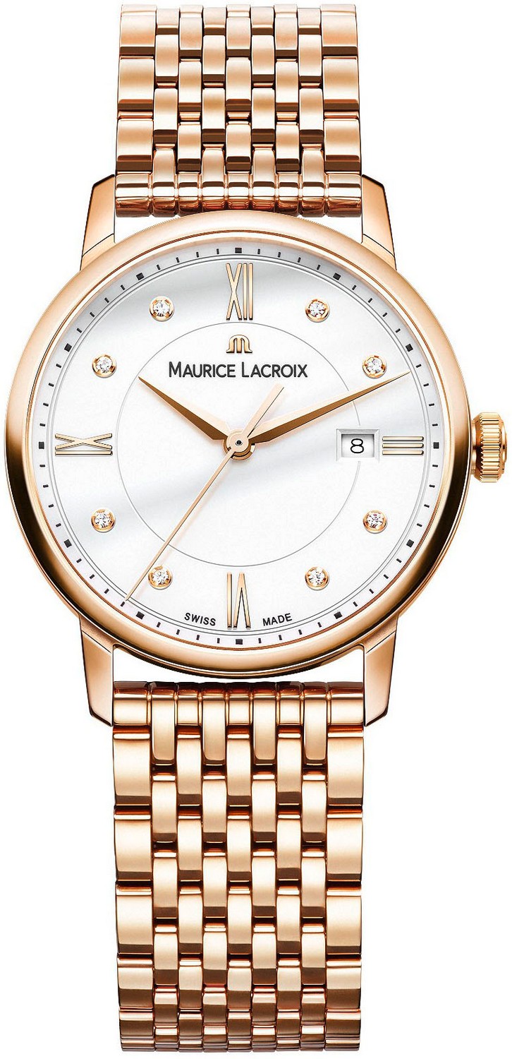 Часы MAURICE LACROIX  EL1094-PVP06-150-1 Женские швейцарские часы, кварцевый механизм, сталь с покрытием, 30 мм