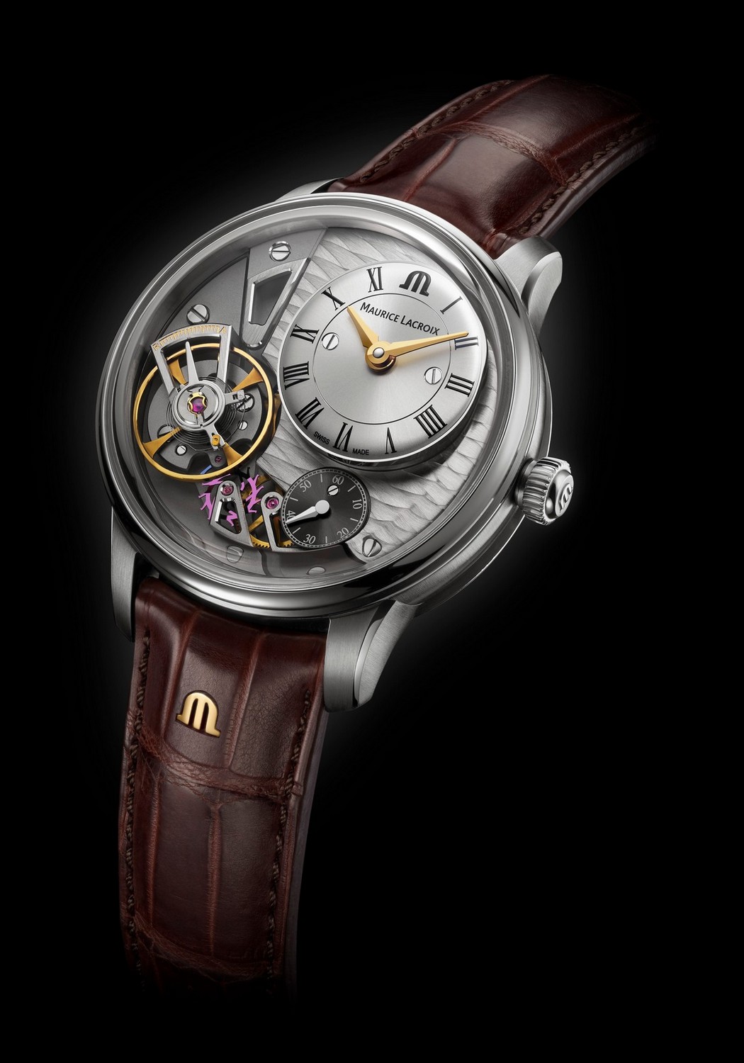 Часы MAURICE LACROIX MASTERPIECE MP6118-SS001-115-1, Функции: Часы, минуты, секунды, открытый узел спуска из кремния