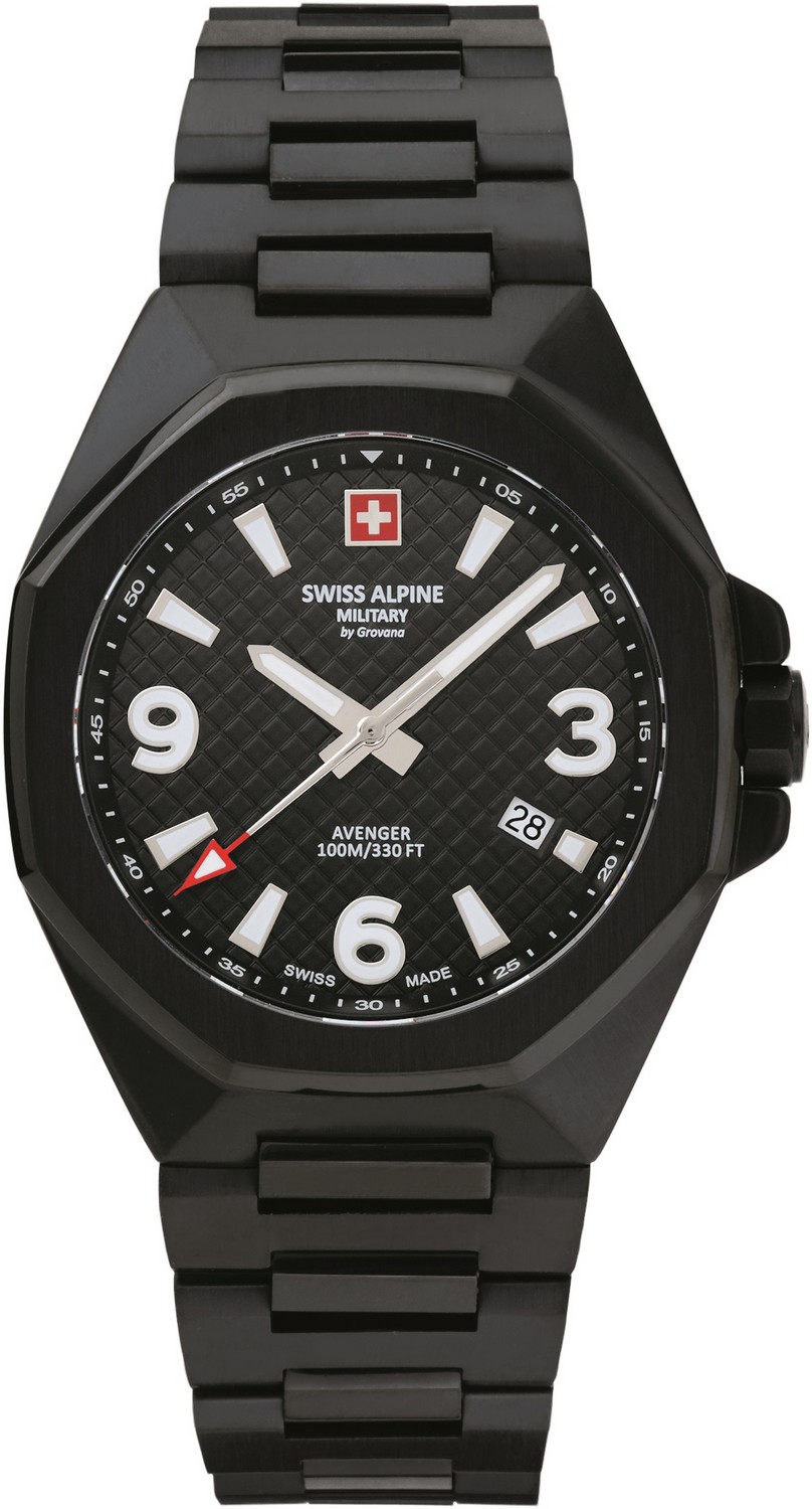 SWISS ALPINE MILITARY  Мужские швейцарские часы, кварцевый механизм, сталь с покрытием, 42 мм