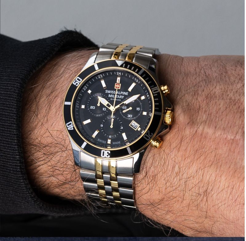 SWISS ALPINE MILITARY  Мужские швейцарские часы, кварцевый механизм, сталь с покрытием, 42 мм