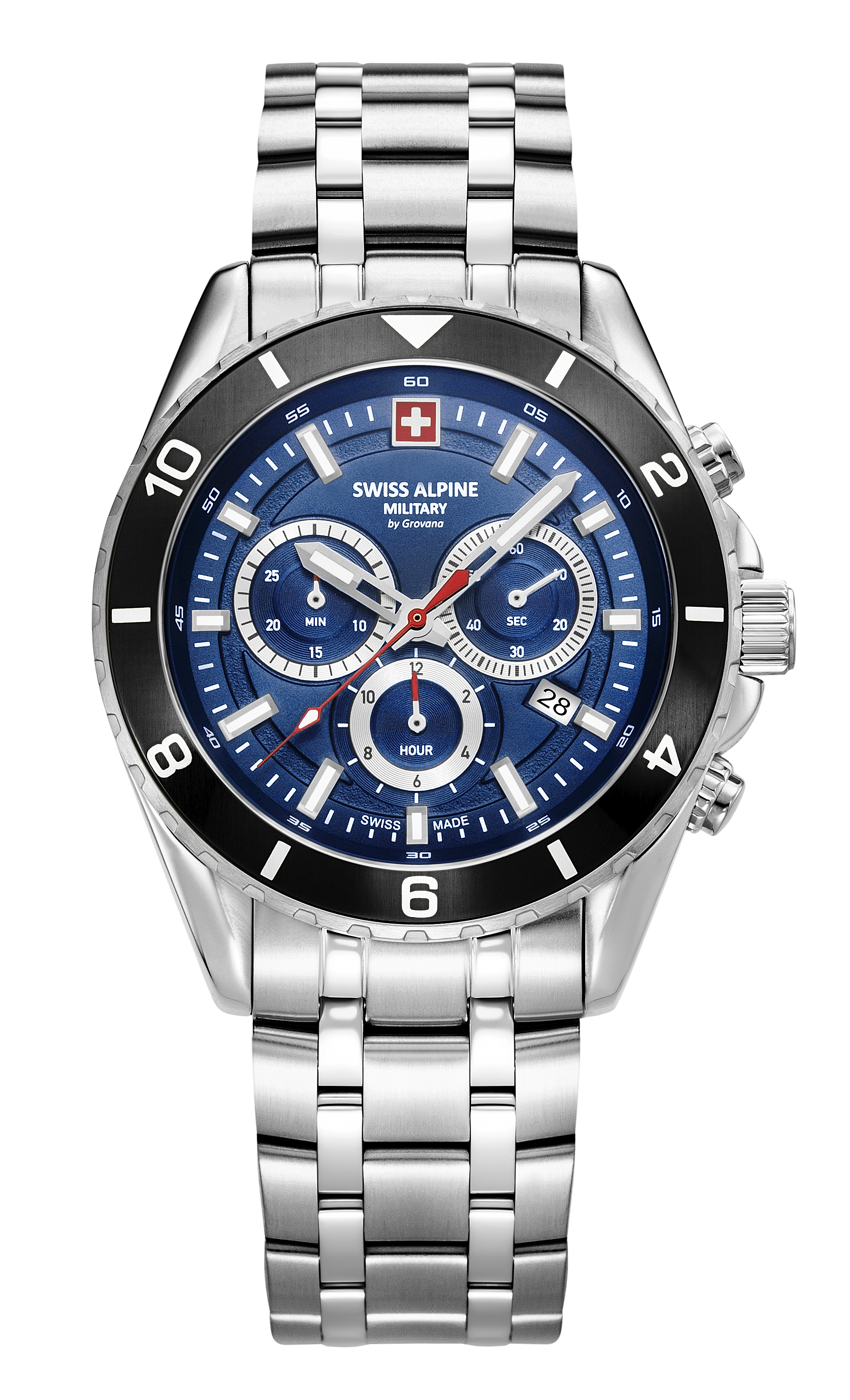 Часы SWISS ALPINE MILITARY   Мужские швейцарские часы, кварцевый механизм, сталь, 43 мм