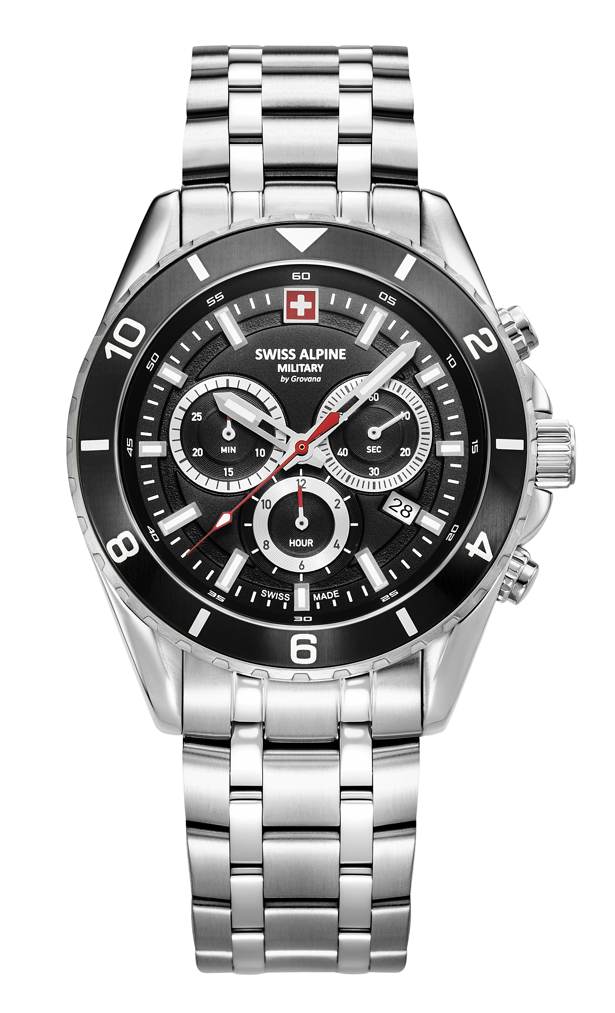 Часы SWISS ALPINE MILITARY   Мужские швейцарские часы, кварцевый механизм, сталь, 43 мм