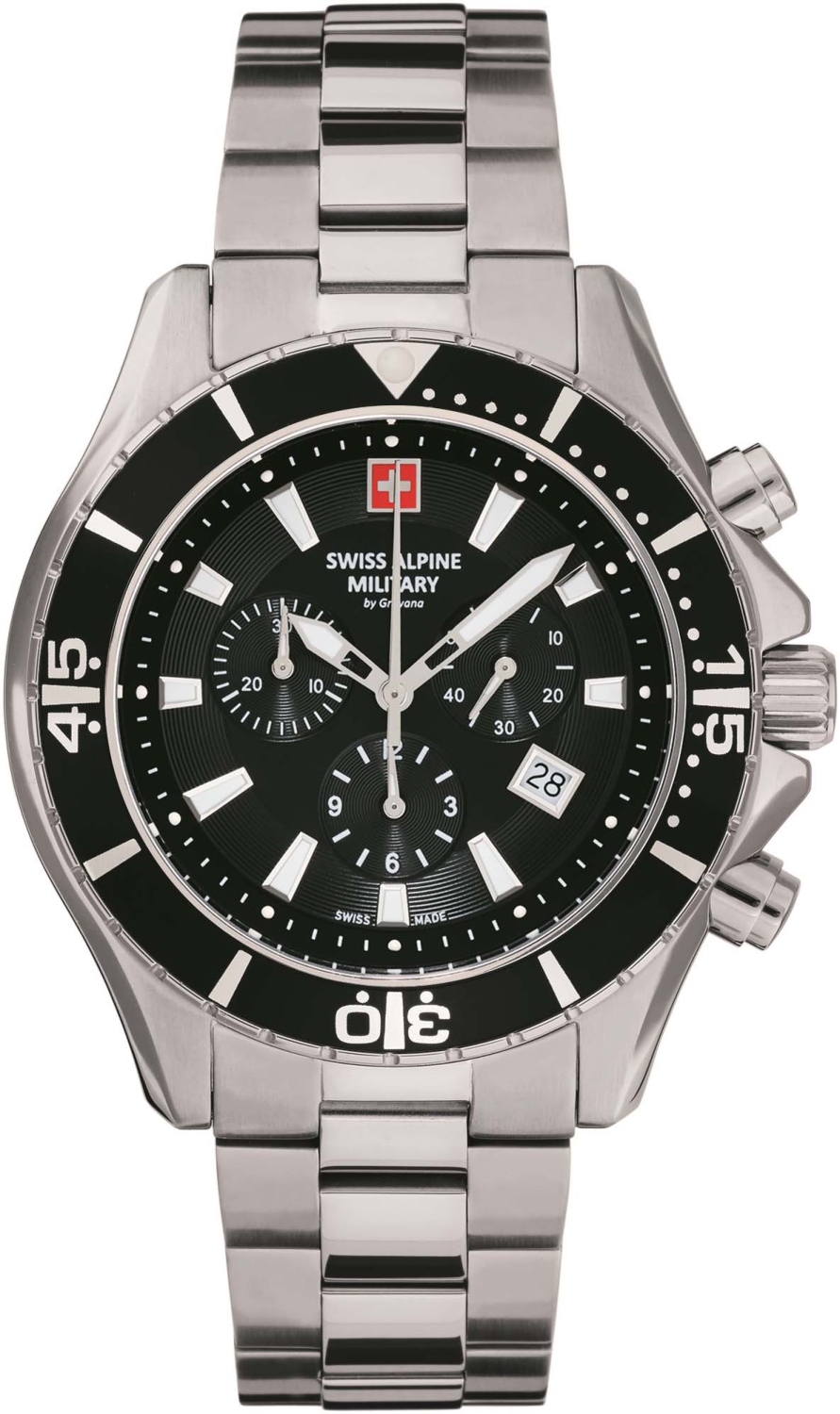 SWISS ALPINE MILITARY  Мужские швейцарские часы, кварцевый механизм, сталь, 44 мм