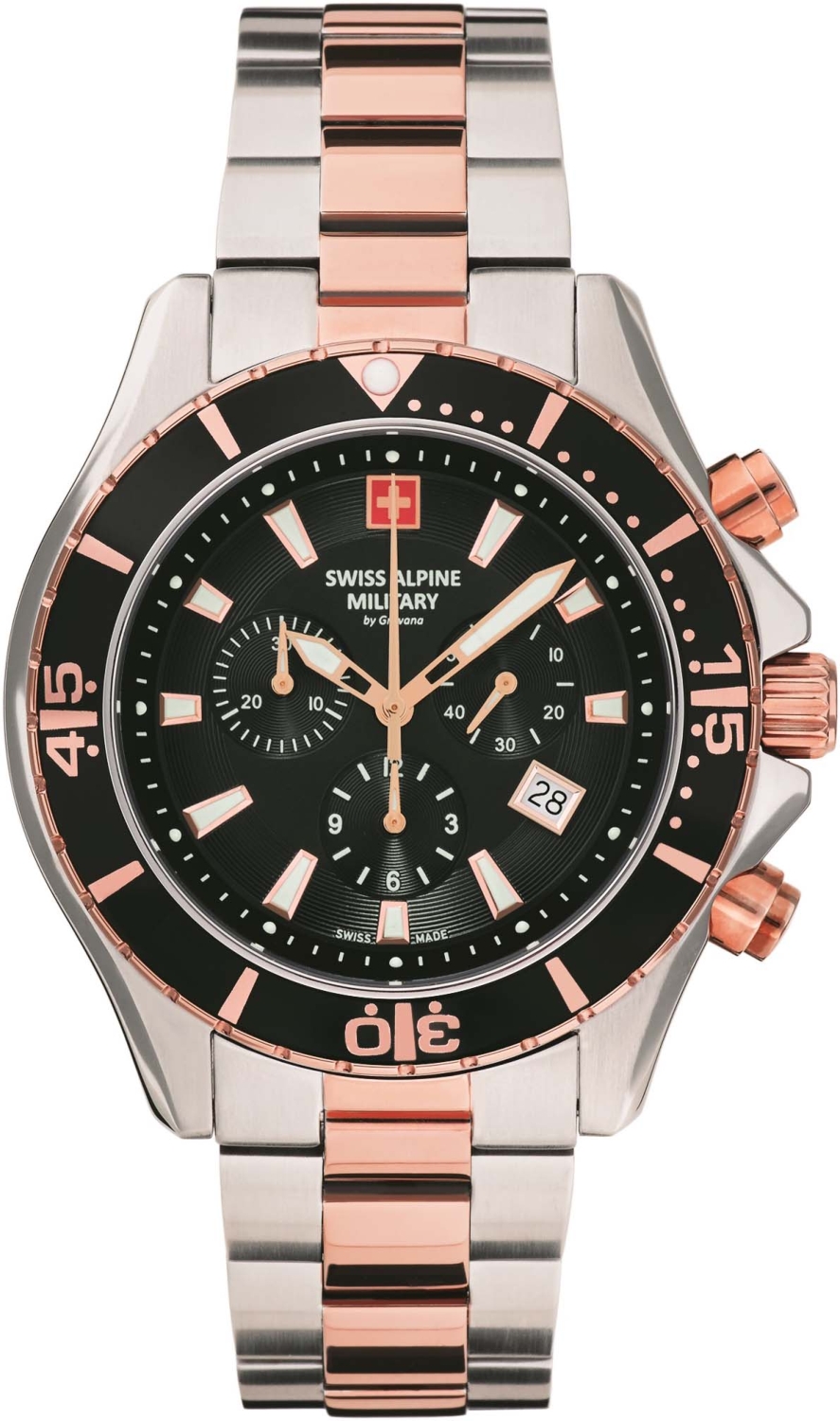 SWISS ALPINE MILITARY  Мужские швейцарские часы, кварцевый механизм, сталь с покрытием, 44 мм