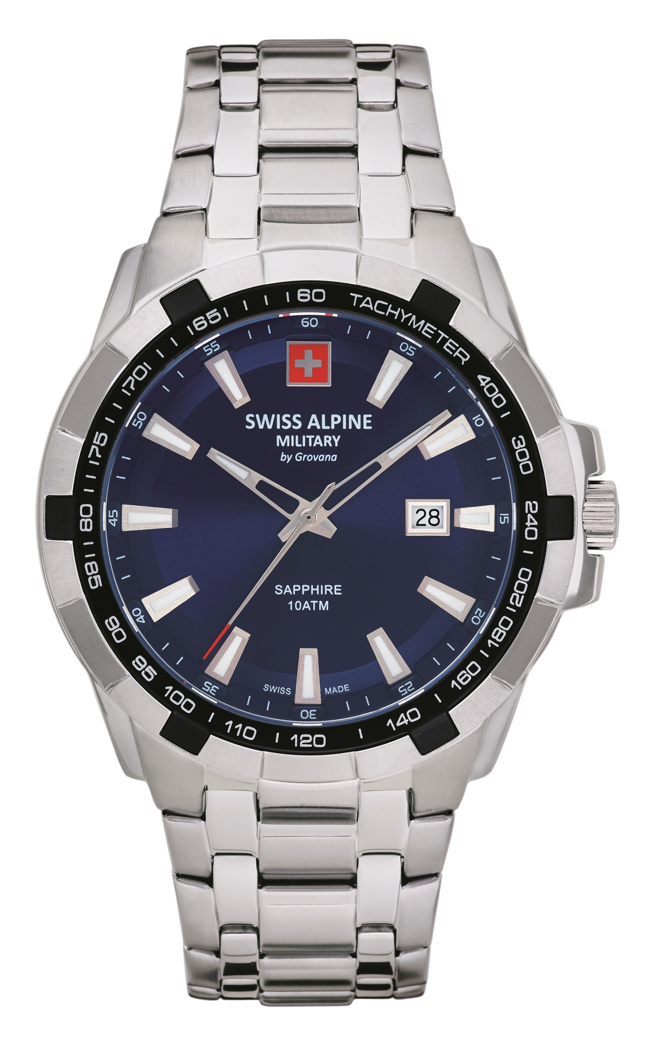 SWISS ALPINE MILITARY  Мужские швейцарские часы, кварцевый механизм, сталь, 46 мм