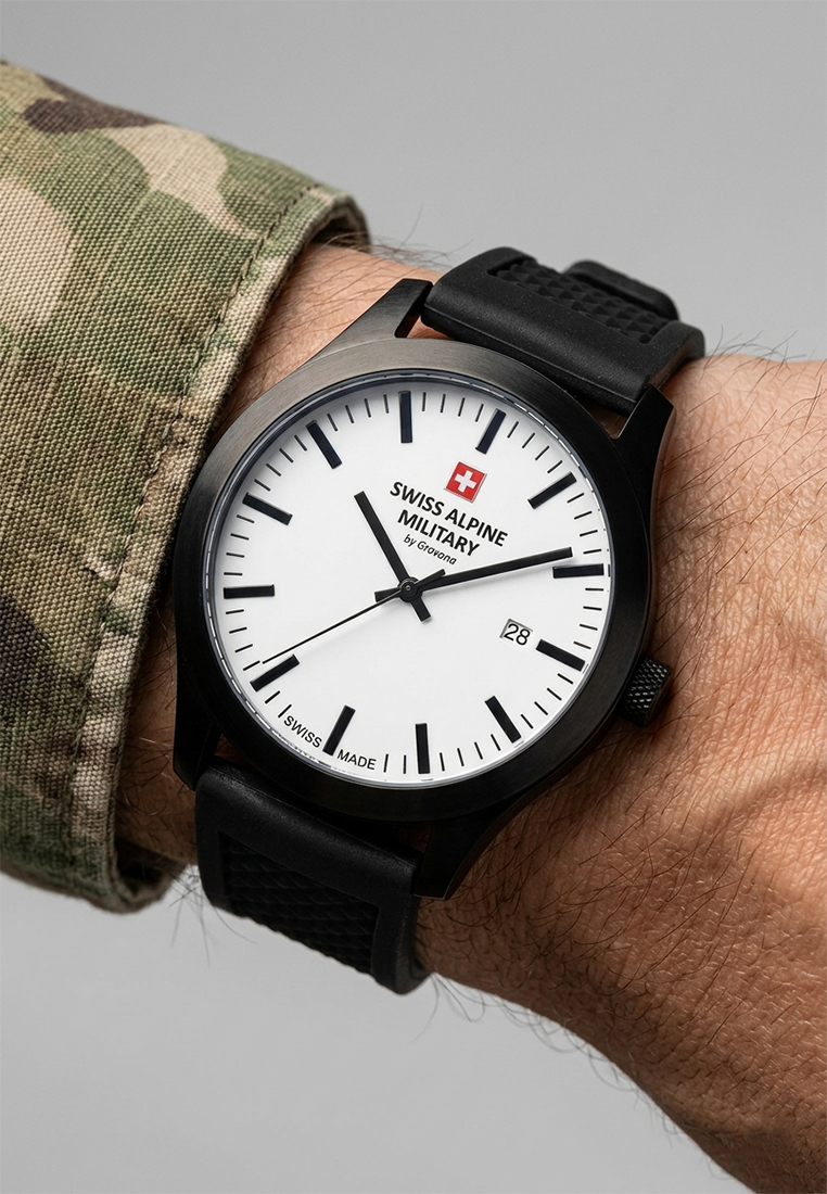 SWISS ALPINE MILITARY  Мужские швейцарские часы, кварцевый механизм, сталь с покрытием, 43 мм