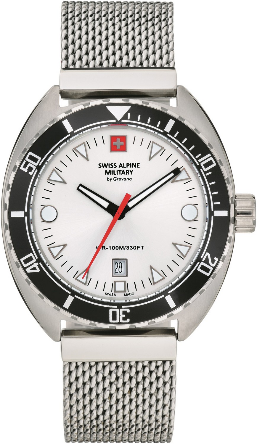 SWISS ALPINE MILITARY  Мужские швейцарские часы, кварцевый механизм, сталь, 44 мм