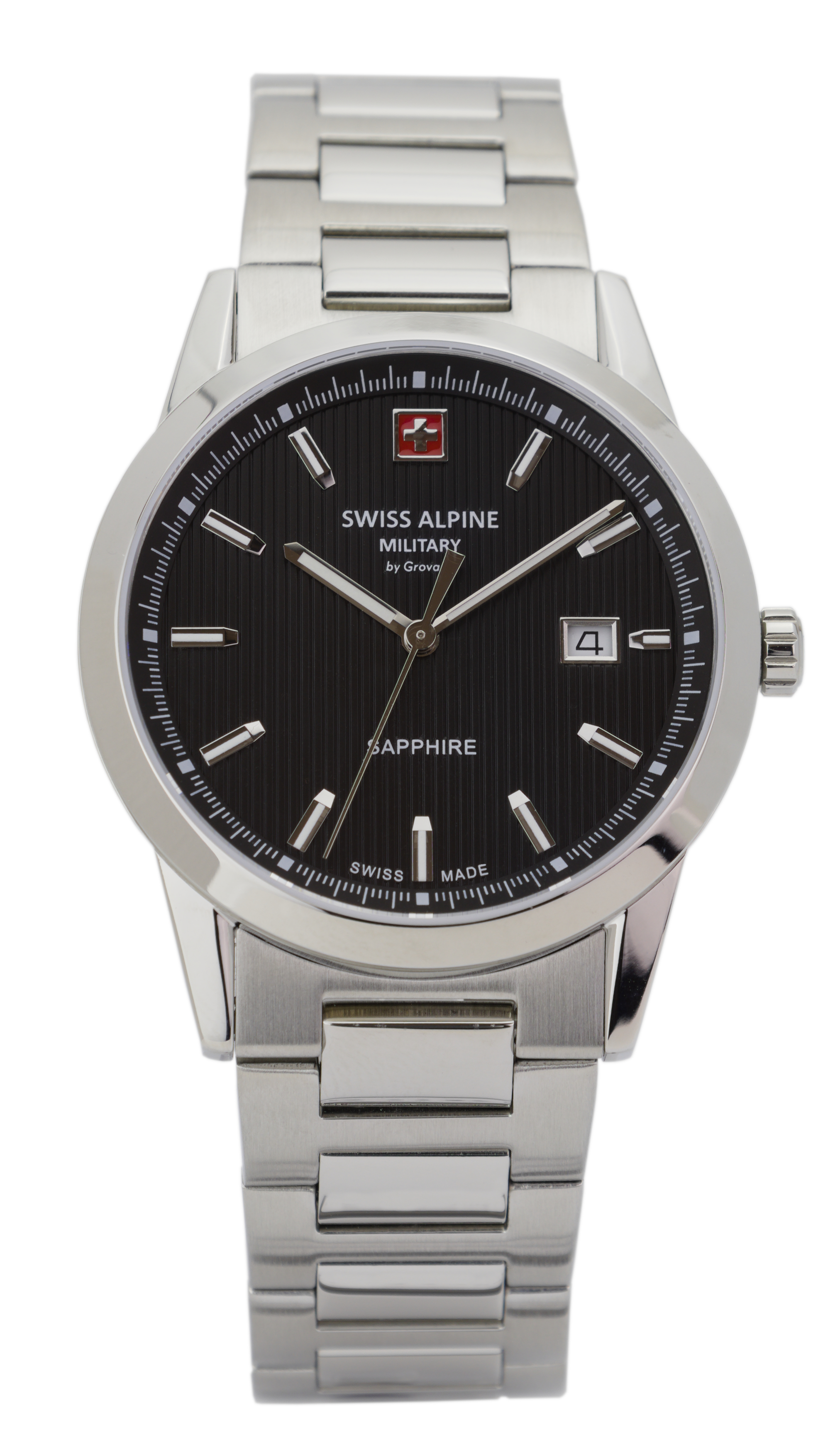 SWISS ALPINE MILITARY   швейцарские часы, кварцевый механизм, сталь, 41 мм