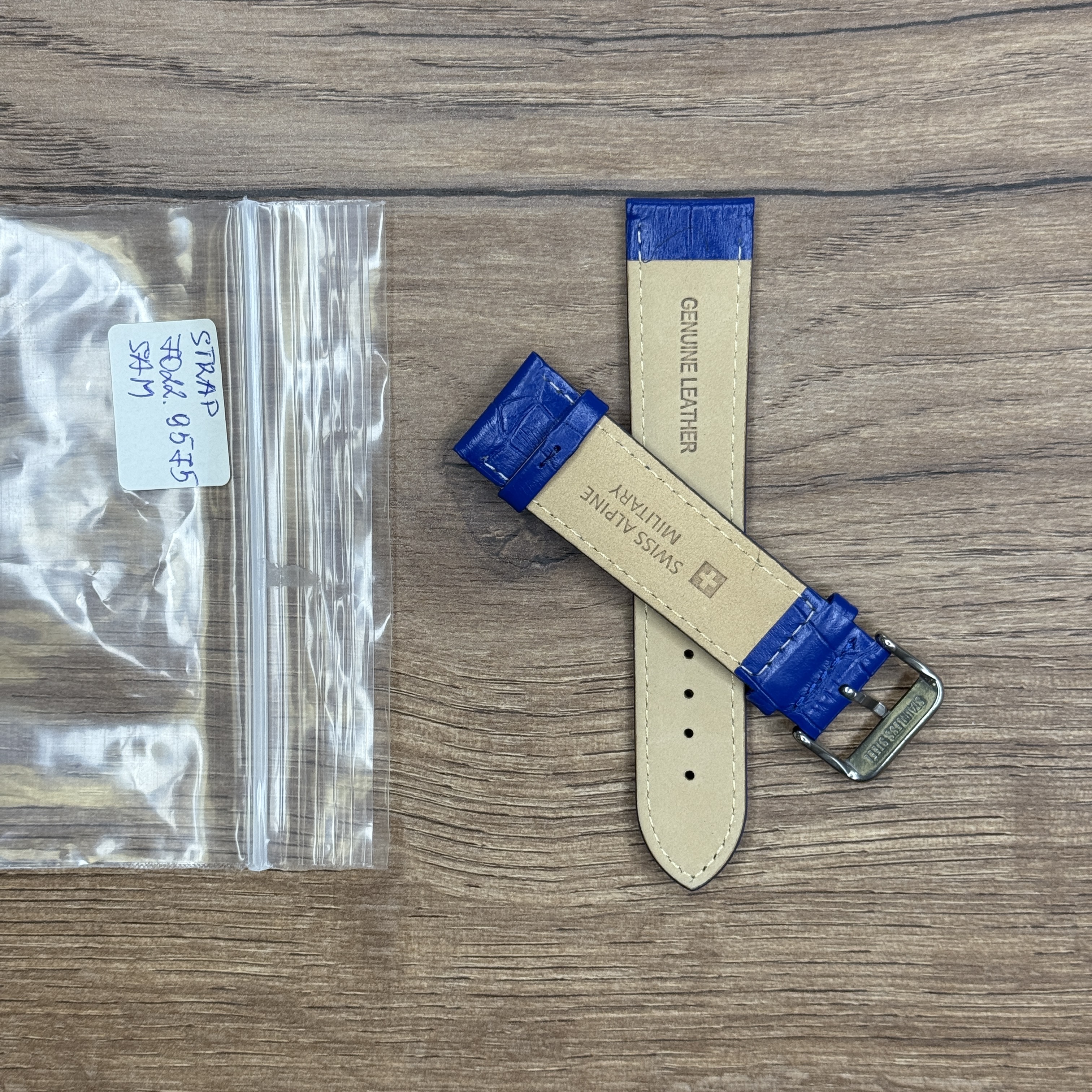 Ремешок для часов Swiss Alpine Military синего цвета из натуральной кожи 