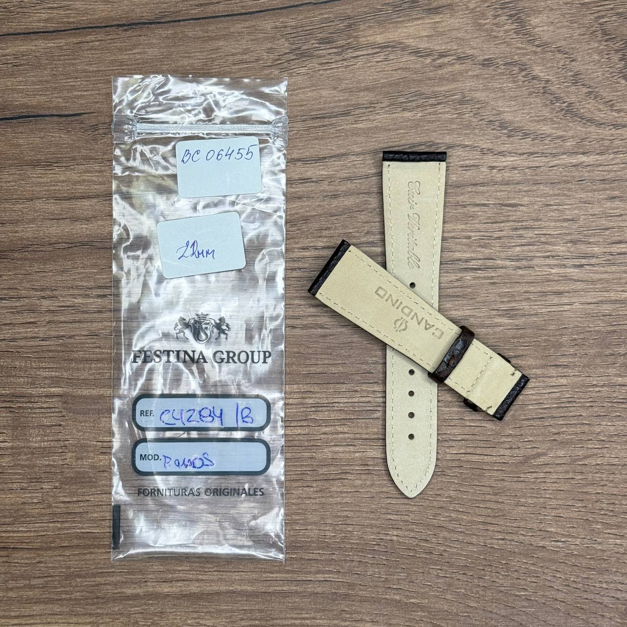 Ремешок для часов Candino, натуральная кожа, коричневый, 22 мм, для  C4283, С4284 