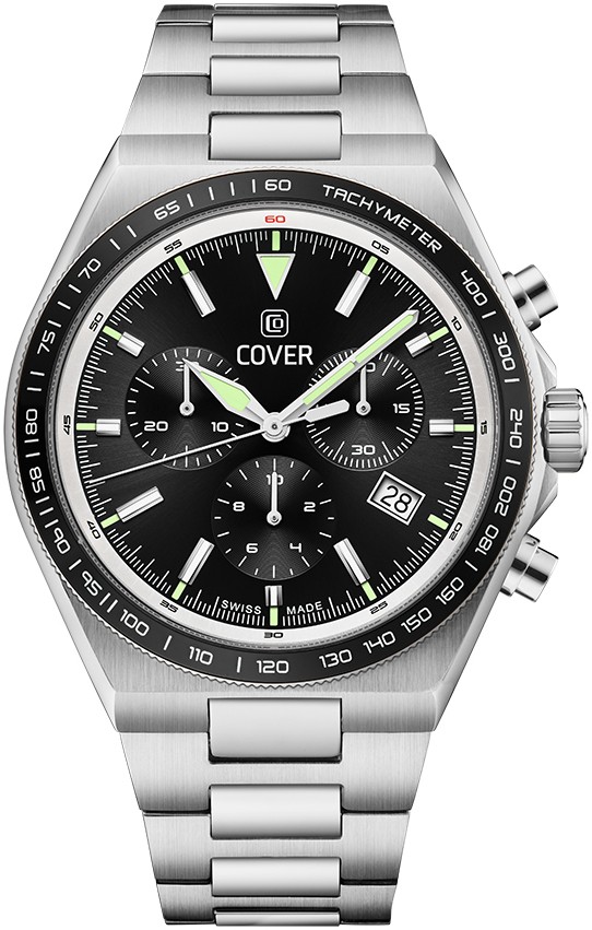 Мужские часы Cover Iconosteel Chrrono CO212.01 Мужские швейцарские часы, кварцевый механизм, сталь, 41 мм