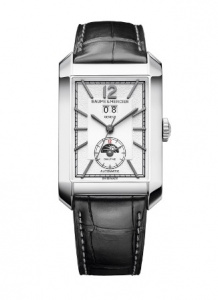 BAUME&MERCIER HAMPTON Мужские швейцарские часы, стальной корпус, прямоугольныеЮ второй часовой пояс и большая дата, водозащита 50 м - идеальный выбор под костюм