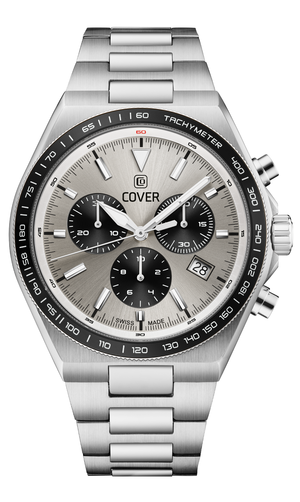 Мужские часы Cover Iconosteel Chrrono CO212.06 Мужские швейцарские часы, кварцевый механизм, сталь, 41 мм