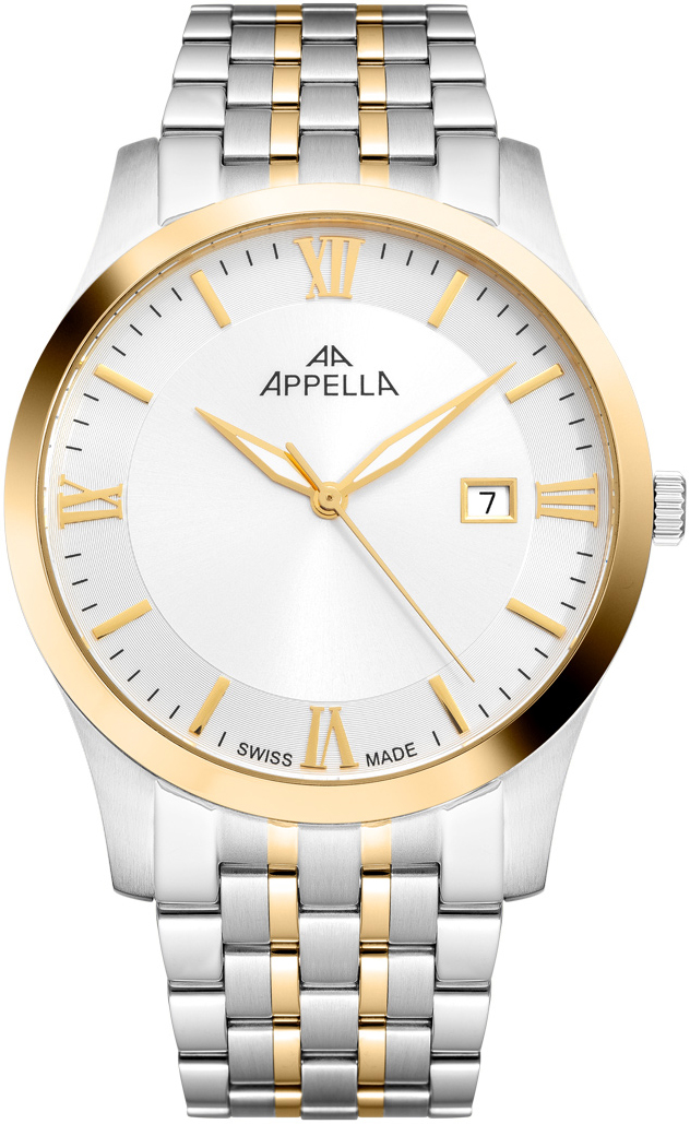 Мужские часы Appella Classic Pairs L12004.2163Q Мужские швейцарские часы, кварцевый механизм, сталь с покрытием, 42 мм