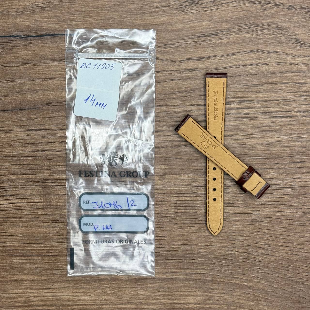 Ремешок для часов Jaguar из кожи теленка, коричневый, 14 мм, для J1046  