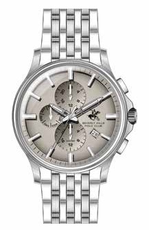 BEVERLY HILLS POLO CLUB   часы, кварцевый механизм, сталь, 42 мм