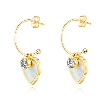 Серьги(LC.E.01077.120) Серьги Lee Cooper из стали с желтым покрытием с натуральным перламутром и цирконитами