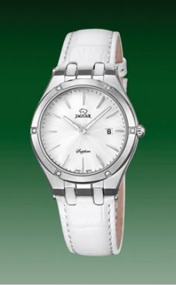Ремешок для часов Jaguar из натуральной кожи, белый, для J674/1 Кожаные ремешки - стильные, надёжные и долговечные, способные составить достойную пару часам со стальным корпусом или часам из титана. Аксессуары из кожи не рекомендуется использовать в воде. У нас присутствуют только высококачественные материалы и оригинальный товар от производителя