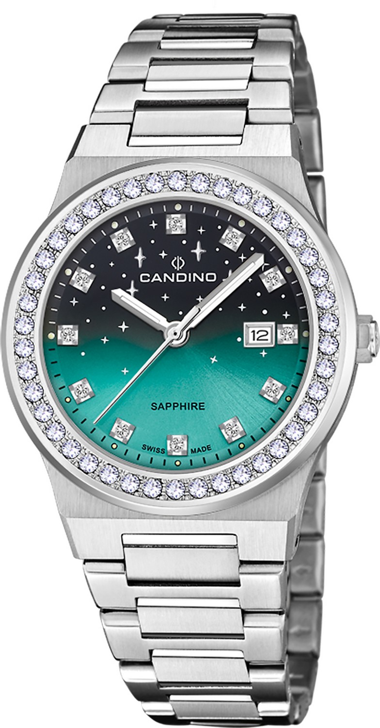 Женские часы Candino Lady Elegance Sparkling Date C4749/2 Женские швейцарские часы, кварцевый механизм, сталь, 34 мм