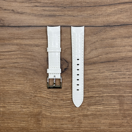 ремень для наручных часов, натуральная кожа, белый  Кожаные ремешки - стильные, надёжные и долговечные, способные составить достойную пару часам со стальным корпусом или часам из титана. Аксессуары из кожи не рекомендуется использовать в воде. У нас присутствуют только высококачественные материалы и оригинальный товар от производителя.
