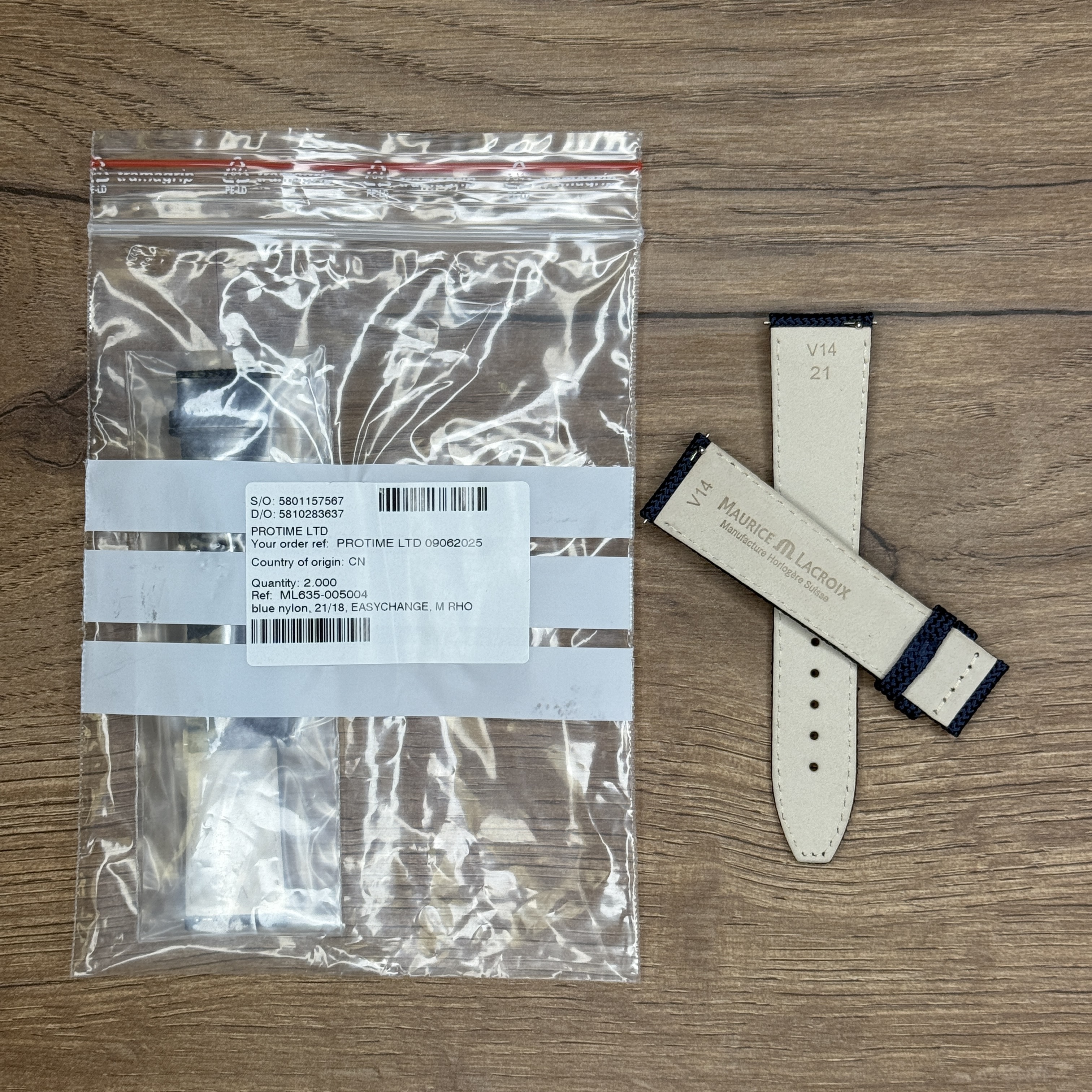 Ремешок для часов Maurice Lacroix из нейлона, синий, 21/18 мм
 