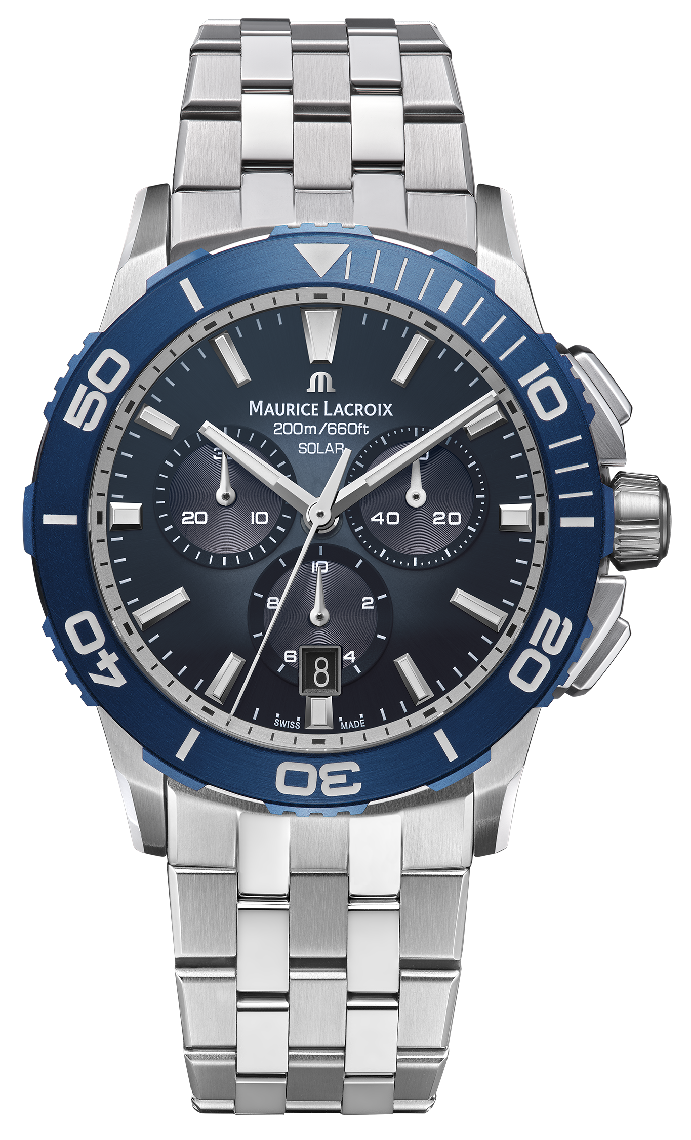Унисекс часы Maurice Lacroix Pontos S Solar PT1038-SSL42-430-1  швейцарские часы, кварцевый механизм, сталь, 41 мм