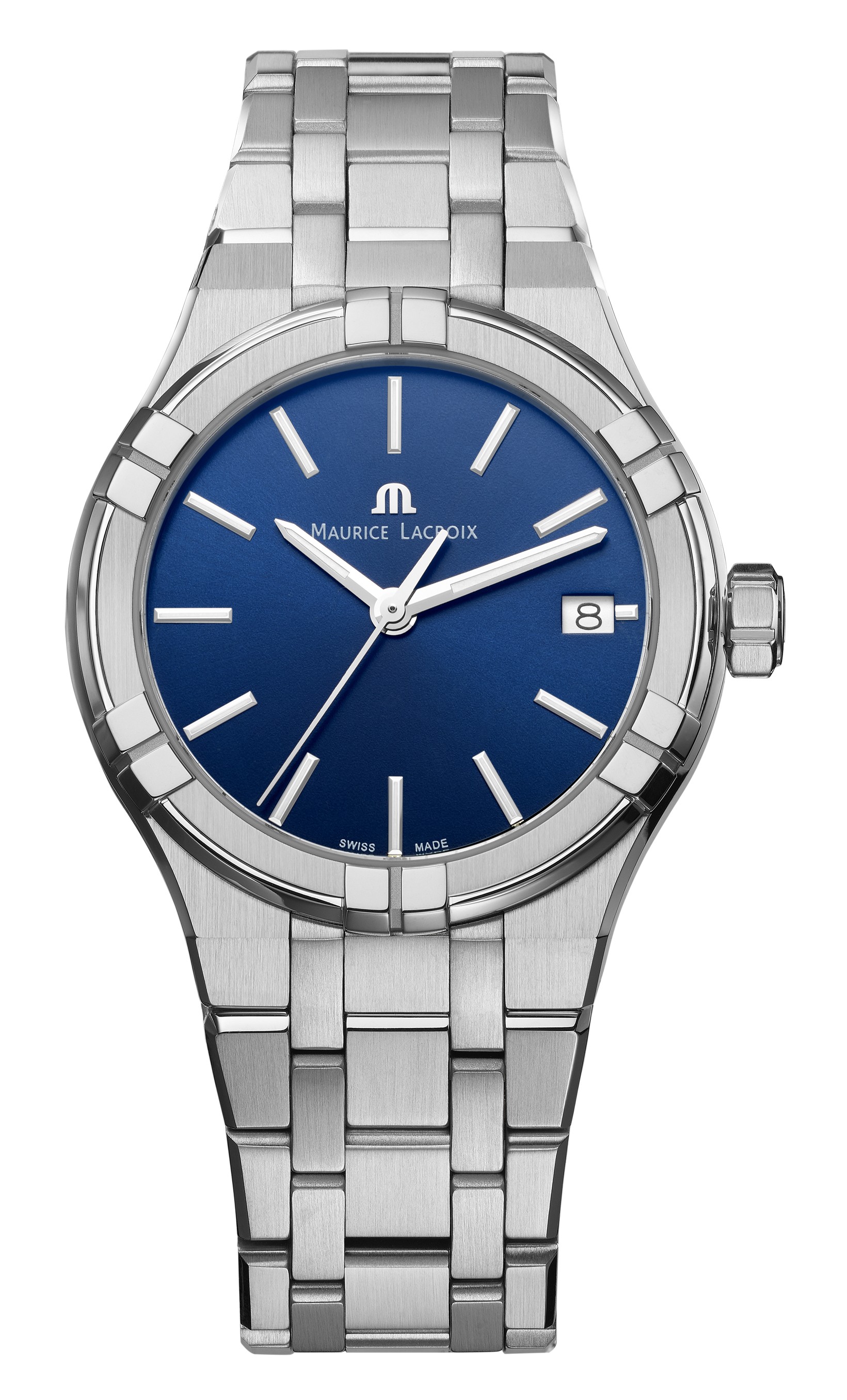 Мужские часы Maurice Lacroix Aikon Quartz AI1108-SS002-430-1 Мужские швейцарские часы, кварцевый механизм, сталь, 40 мм
