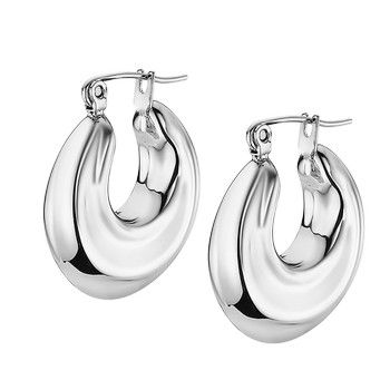 Urban Woman Серьги(LS2347-4/1) Объемные женские серьги-кольца Lotus из нержавеющей стали